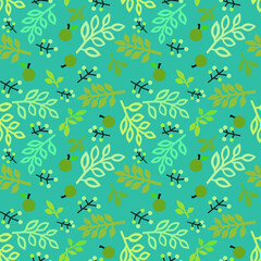 Multicolored seamless pattern with abstract plant elements for the design of children's products