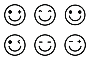 Flat design black and white smile icon , Happy emotion concept.