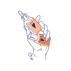 Modern abstract beauty hands. Minimalism concept manicure. Line art drawing style. Contemporary silhouette of woman. Hand drawn trendy vector posters, illustrations for print.