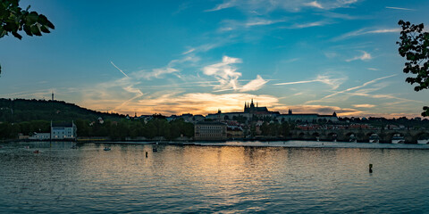 Naklejka premium Panorama of evening Prague.