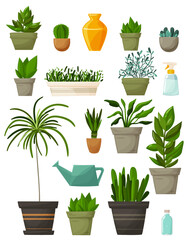 Collection of plants. succulents and houseplants. hand drawing vector art.
Urban jungle, trendy home decor elements