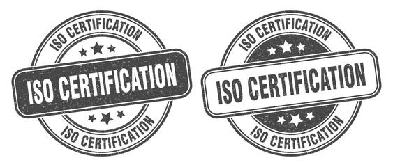 iso certification stamp. iso certification label. round grunge sign