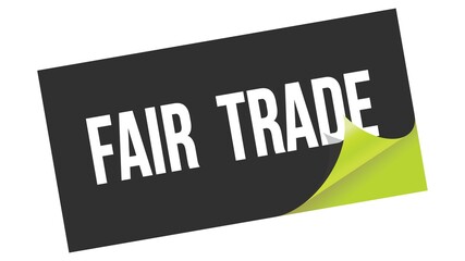 FAIR  TRADE text on black green sticker stamp.
