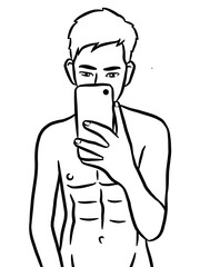 black and white cartoon of man on white background for painting