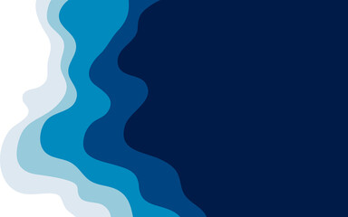 Abstract blue sea and beach summer background with paper waves and seacoast for banner, invitation, poster or web site design. Paper cut style, 3d effect imitation, space for text, vector illustration