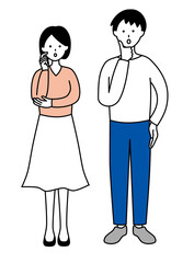 Simple, surprised, man, woman, young