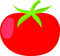 Tomato cartoon flat in vector, children's drawing. Vegetable for vegetarian food.