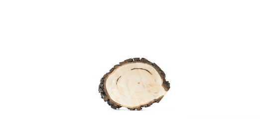 Wooden cuts. Cross section of a wooden block. Growth rings. Slabs. On a white background