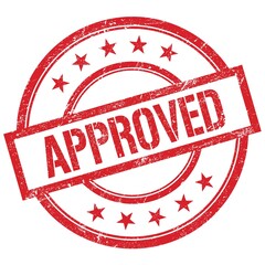 APPROVED text written on red vintage stamp.