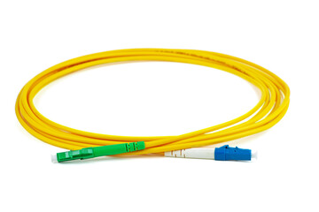 Fiber optic patch cord cable on white background