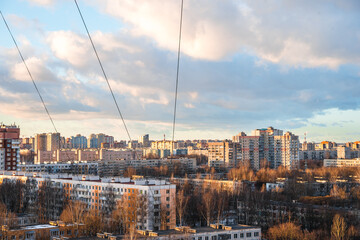 View of the residential area of St. Petersburg from a height