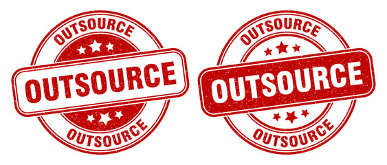 outsource stamp. outsource label. round grunge sign