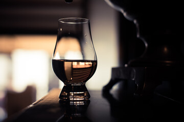 Close up shot a Glencairn whisky glass
