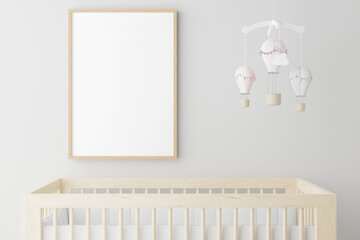 Mock up poster frame in children room.