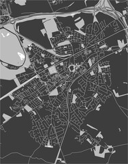 map of the city of Wakefield, England, UK