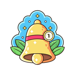 Colorful of Bell Notification Cartoon. Symbol Vector Icon Illustration, Isolated on White Background