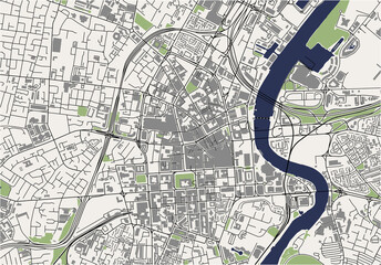 map of the city of Belfast, Northern Ireland, UK