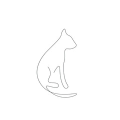 Cat animal line drawing, vector illustration