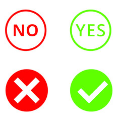 Ok vector icon set. Check mark illustration sign collection. Yes and no symbol.
