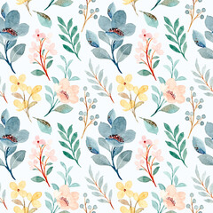 Seamless pattern of wild floral with watercolor