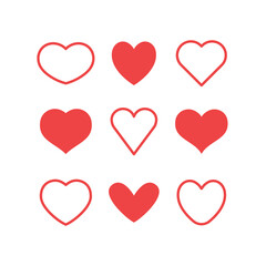 Hearts icon set. Valentine's day heart vector.