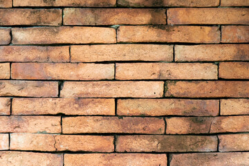 Grunge old red brick pattern wall textured background.