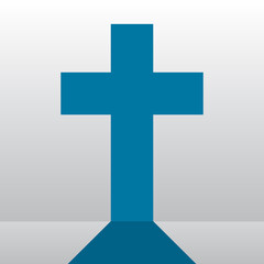 Christian cross icon. Blue cross icon on light background. Vector illustration.