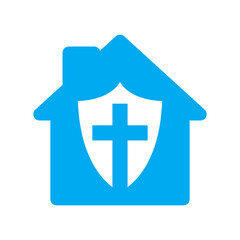 Obraz premium Church icon. House icon with christian cross symbol. Vector illustration.