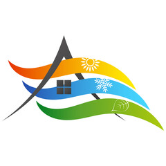 Eco green leaf snowflake cooling and heating sun air conditioner