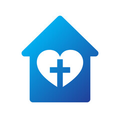 Obraz premium Church icon. House icon with christian cross symbol. Vector illustration.