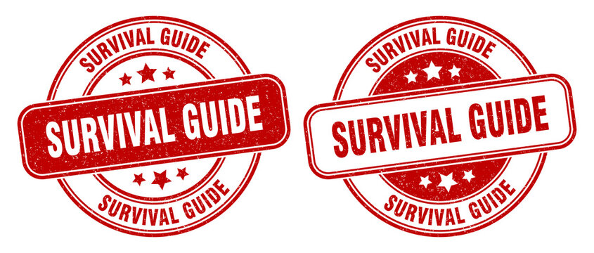 survival guide stamp. survival guide label. round grunge sign