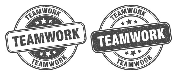 teamwork stamp. teamwork label. round grunge sign