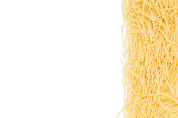 pasta vermicelli border isolated on white background. dry vermicelli cut out