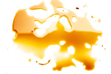 soy sauce drip isolated on a white background. soya sauce swirl cut out. above view. studio shot