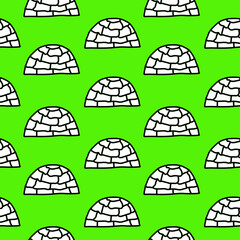 Seamless pattern with turtle's carapace, shell on a greenbackground. Marine and summer theme, kid style. Simple pattern for textile, paper, scrapbook. Good idea for spectacular design and decor.