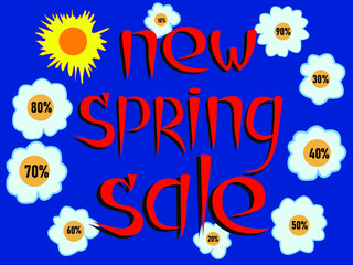 illustration depicting
spring sale advertisement showing discount percentages