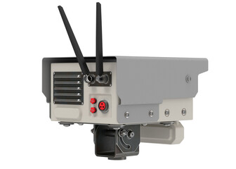 3d renderer of speed camera with radar isolated on white background
