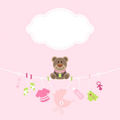 Teddy & Hängende Babyicons Mädchen Wolke Punkte Pink/Grün