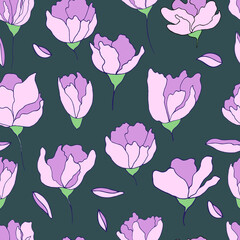 vector seamless pattern flower buds