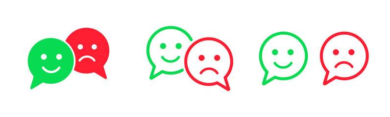 Bad and Good Feedback Vector Icons collection. Positive and Negotive Emoticon Signs.