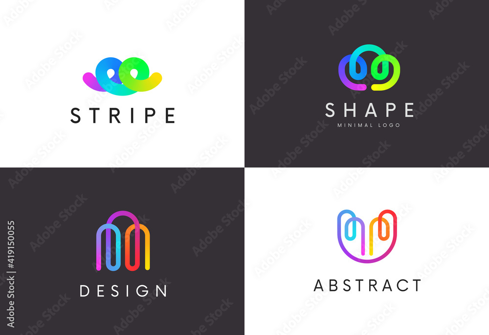 Aufkleber Set of abstract spiral gradient logo signs. Modern Logotype Abstraction.