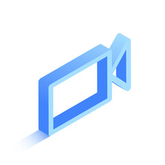 3d video camera icon with shadow.Vector illustration in isometric style. Eps 10 template. 