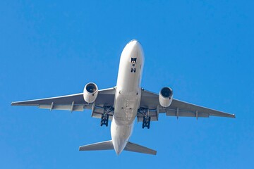 A large Boeing aircraft after take off from the airport