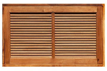 European antique brown wooden shutters window isolated on a white background