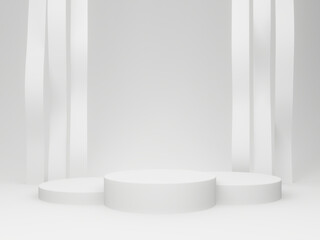 3D white podium with rippled background