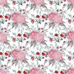 Beautiful watercolor flower pattern, great design for any purposes. Abstract floral background. Spring wedding invitation. Seamless floral pattern. Beauty fashion design.