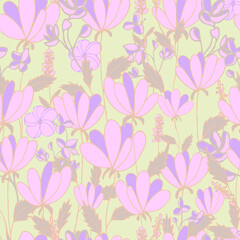 seamless pattern flowers on background