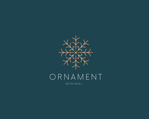 Elegant Linear Ornament Logo Icon Sign. Snowflake logotype.