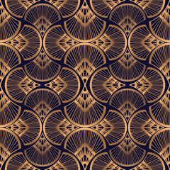 Art deco luxury pattern seamless. Vintage 1920s motif gold black background vector. Royal texture design for wallpaper, gift wrapping paper, beauty spa, wedding, package, backdrop. - 419151207