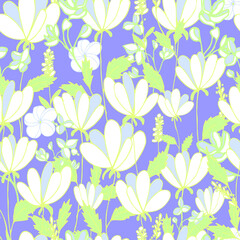 vector seamless pattern flowers on background